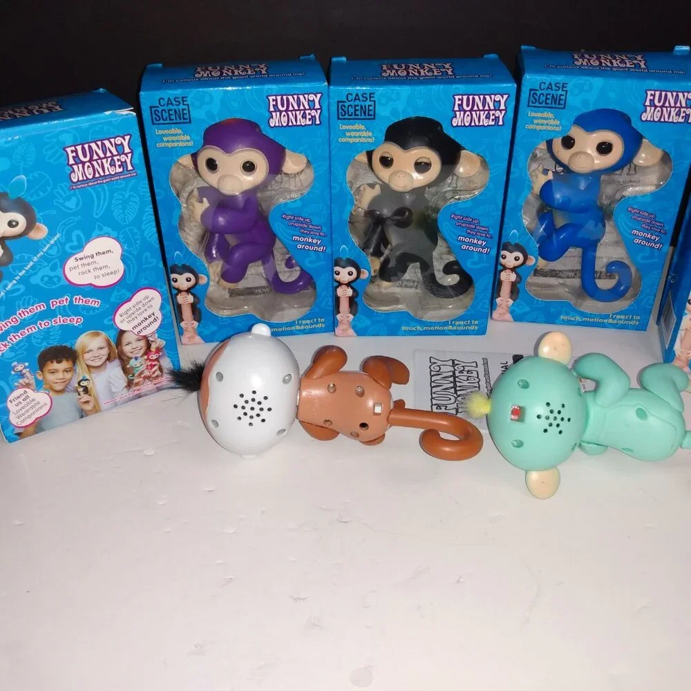 Lot Of 6 Funny Monkey Toys + Sloth (Bootleg Fingerlings) W/ Boxes - Picture 7 of 9